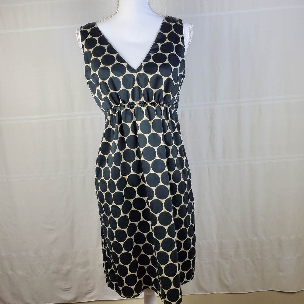 H&M empire waist side zip vneck polka dot dress 8